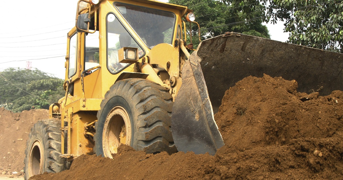 Bulldozer moves dirt